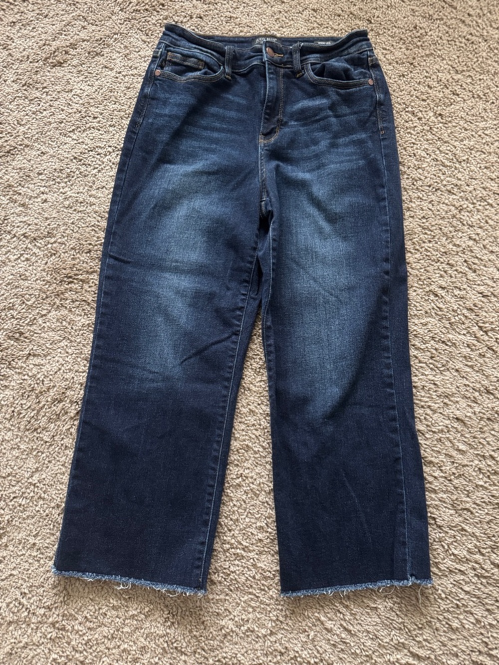 Judy Blue Indigo Wide-Leg Raw Hem Jeans